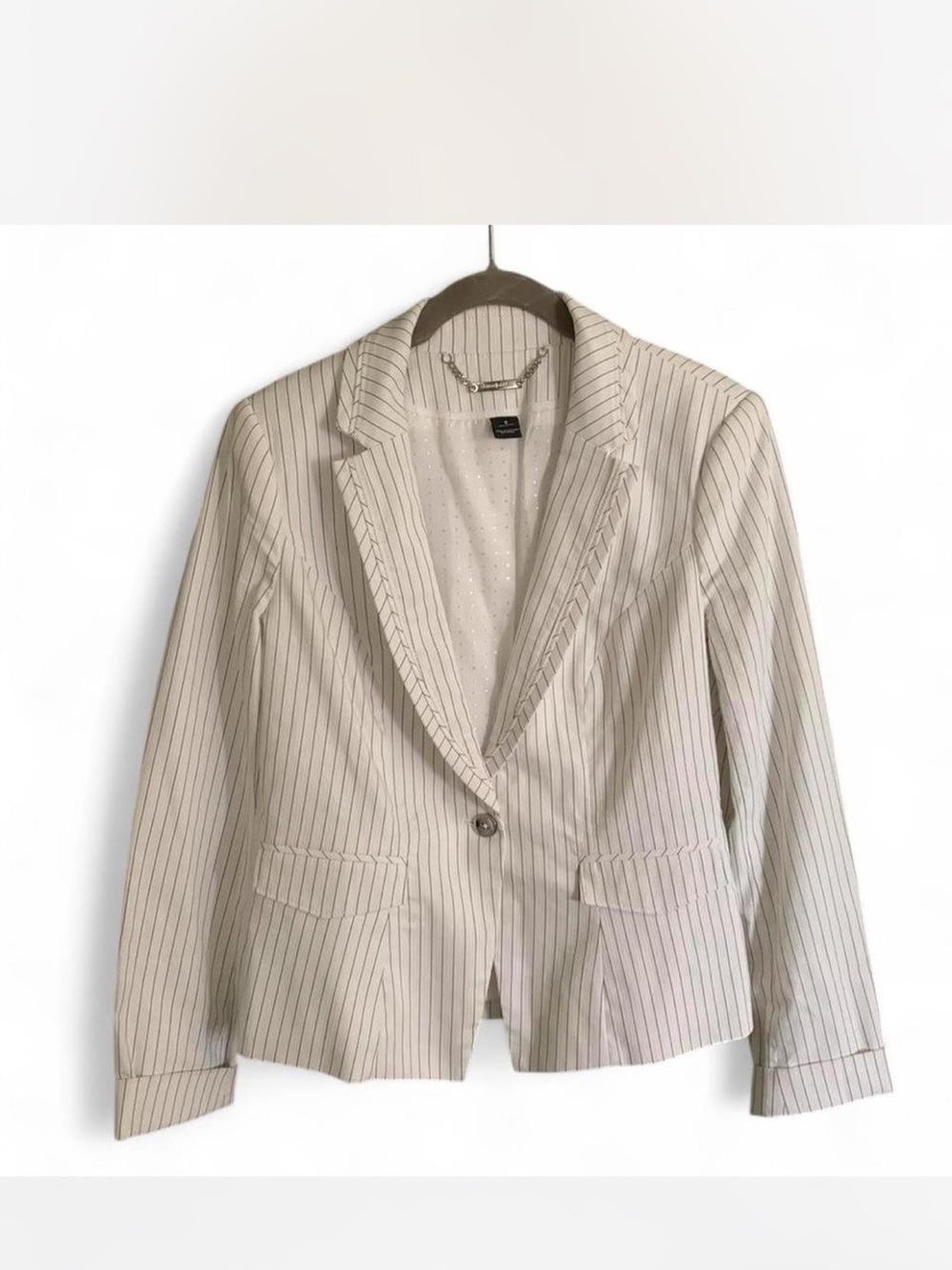 Professional Tailored off white Single-Button Blazer with Pinstripes size 8